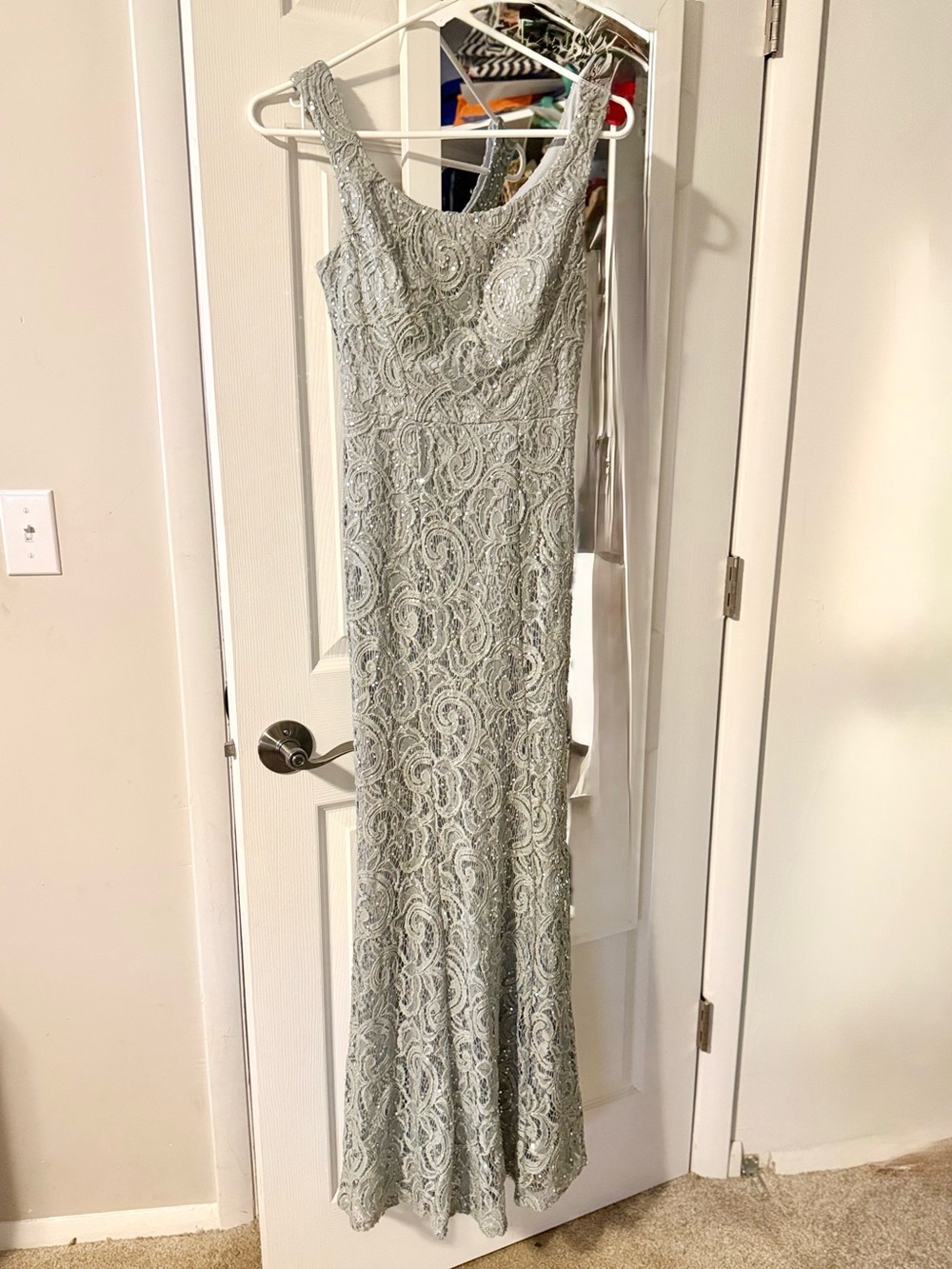 Speechless Silver Lace Maxi Dress